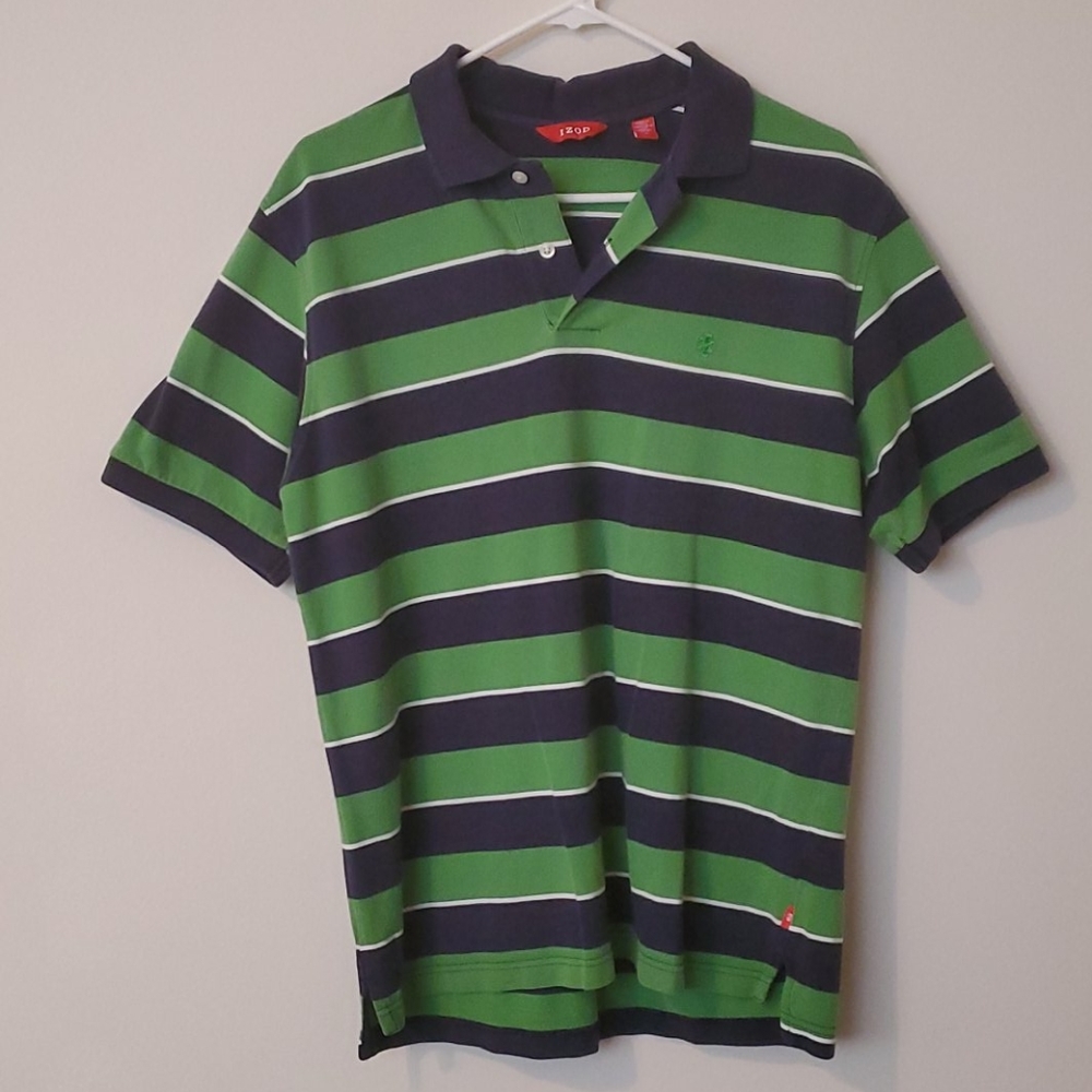 90s izod stripped polo shirt!